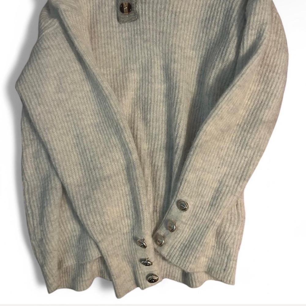 Gray Ribbed Sweater with Button Accents - Picture 3 of 3